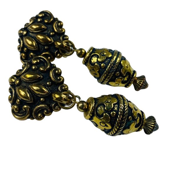 Jewelry Gold Brass Color Clip On Earrings Boho Textured Metal Has Discolored Spot Poshmark